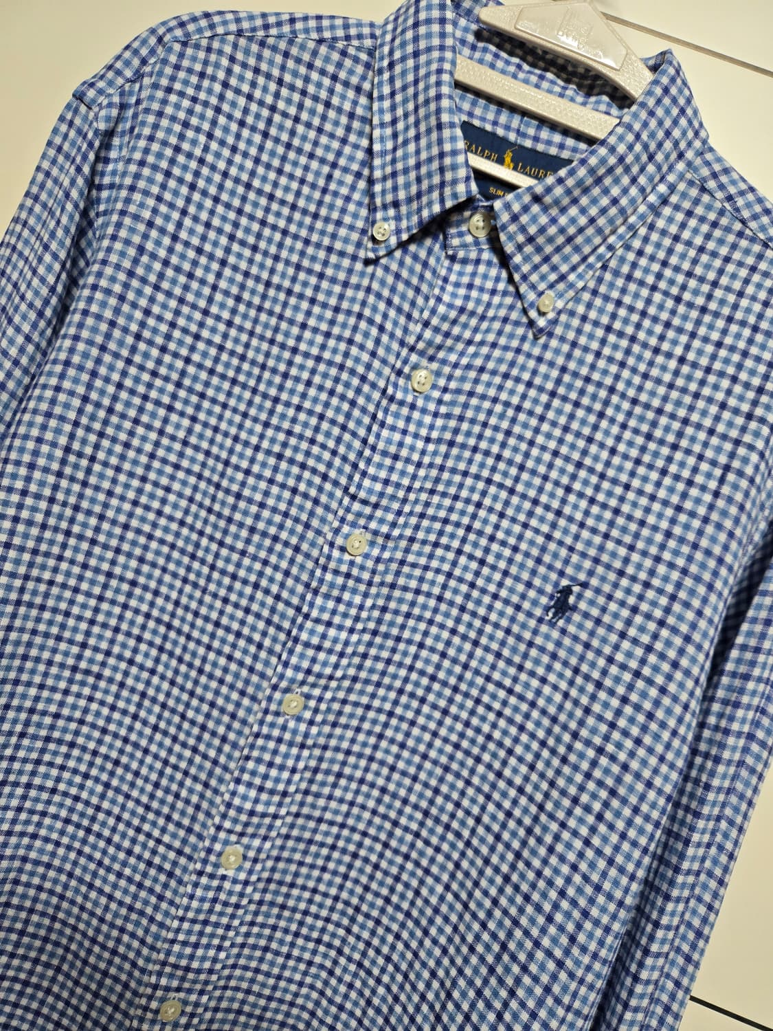 폴로 랄프로렌 남성 린넨 깅엄 체크 셔츠 상품이미지2