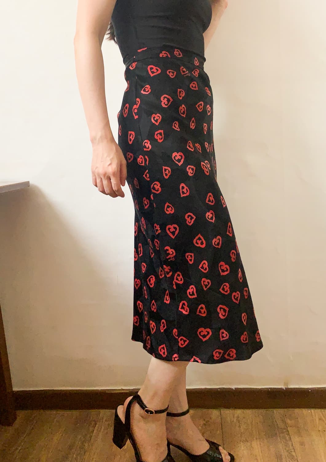 [FR36] 루즈 후즈 Rouje 하트 패턴 롱 스커트 상품이미지1