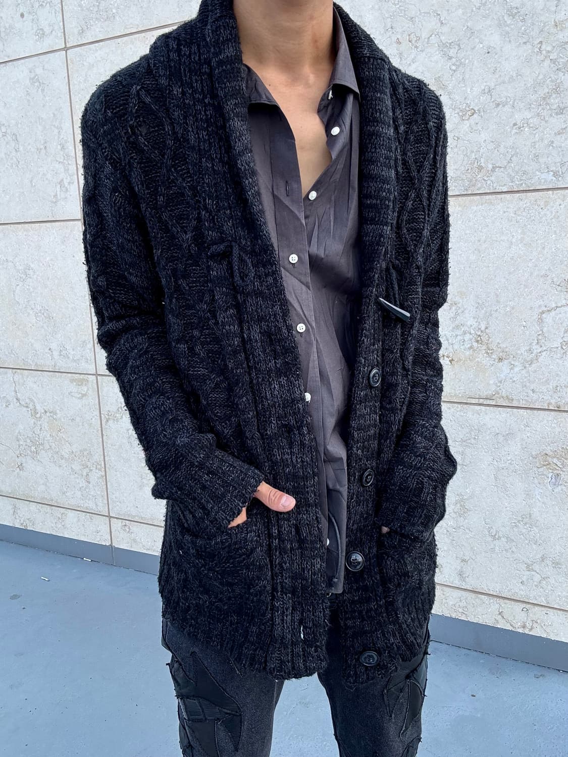“Vintage” Y2K Mood Black Knit Cardigan 상품이미지4