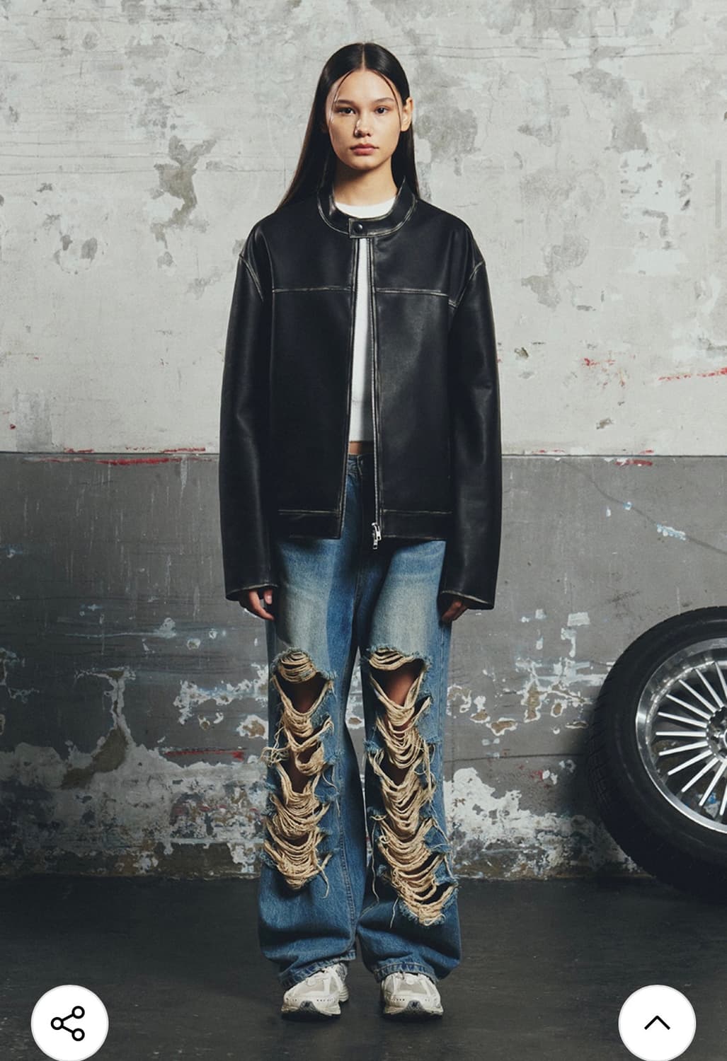 도프제이슨 워싱레더 바이커 자켓 M 블랙 상품이미지4