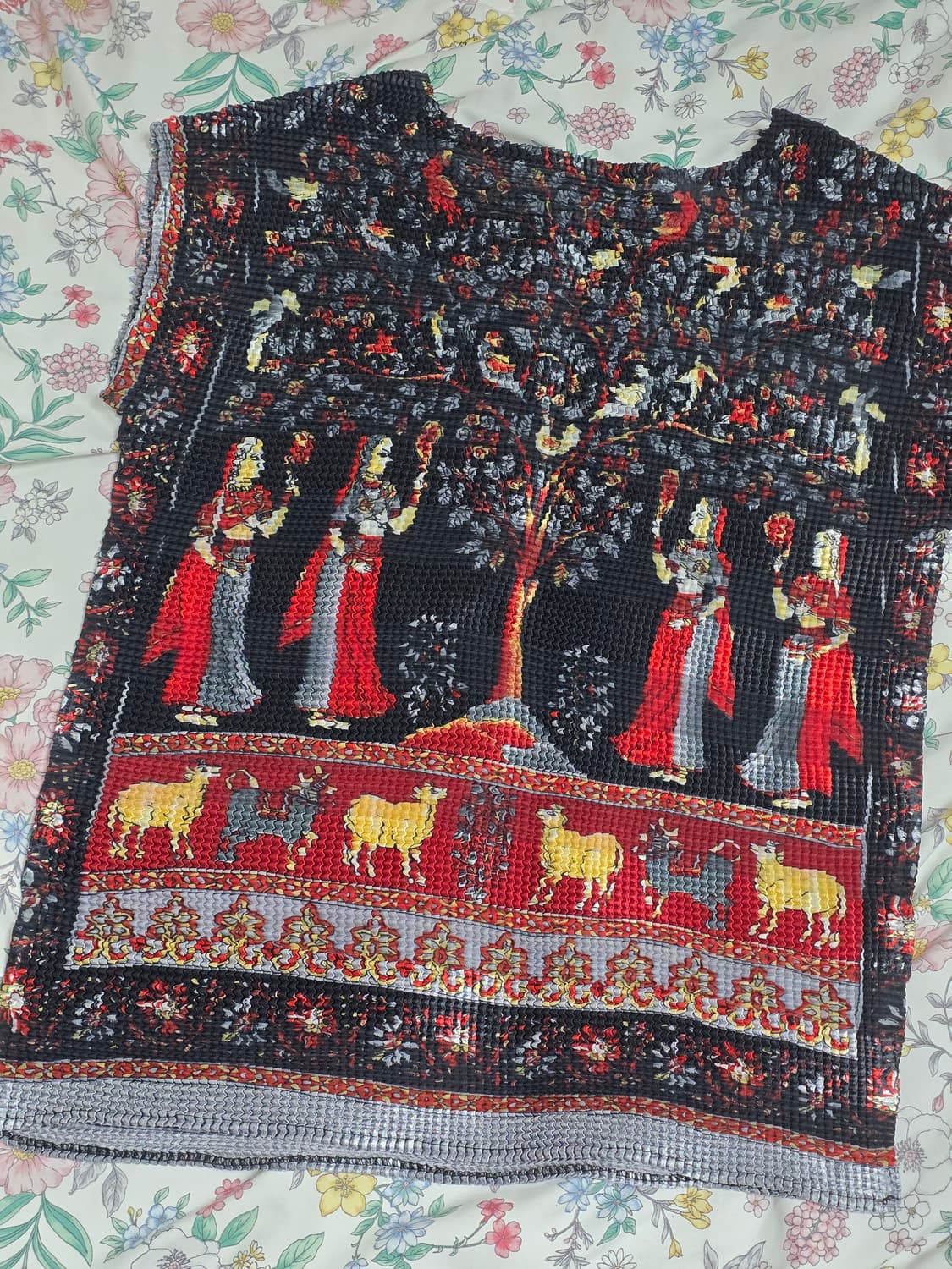 빈티지)인도풍 오리엔탈 에스닉 여름러플엠보 y2k 앤틱히피  반팔티셔츠 상품이미지2