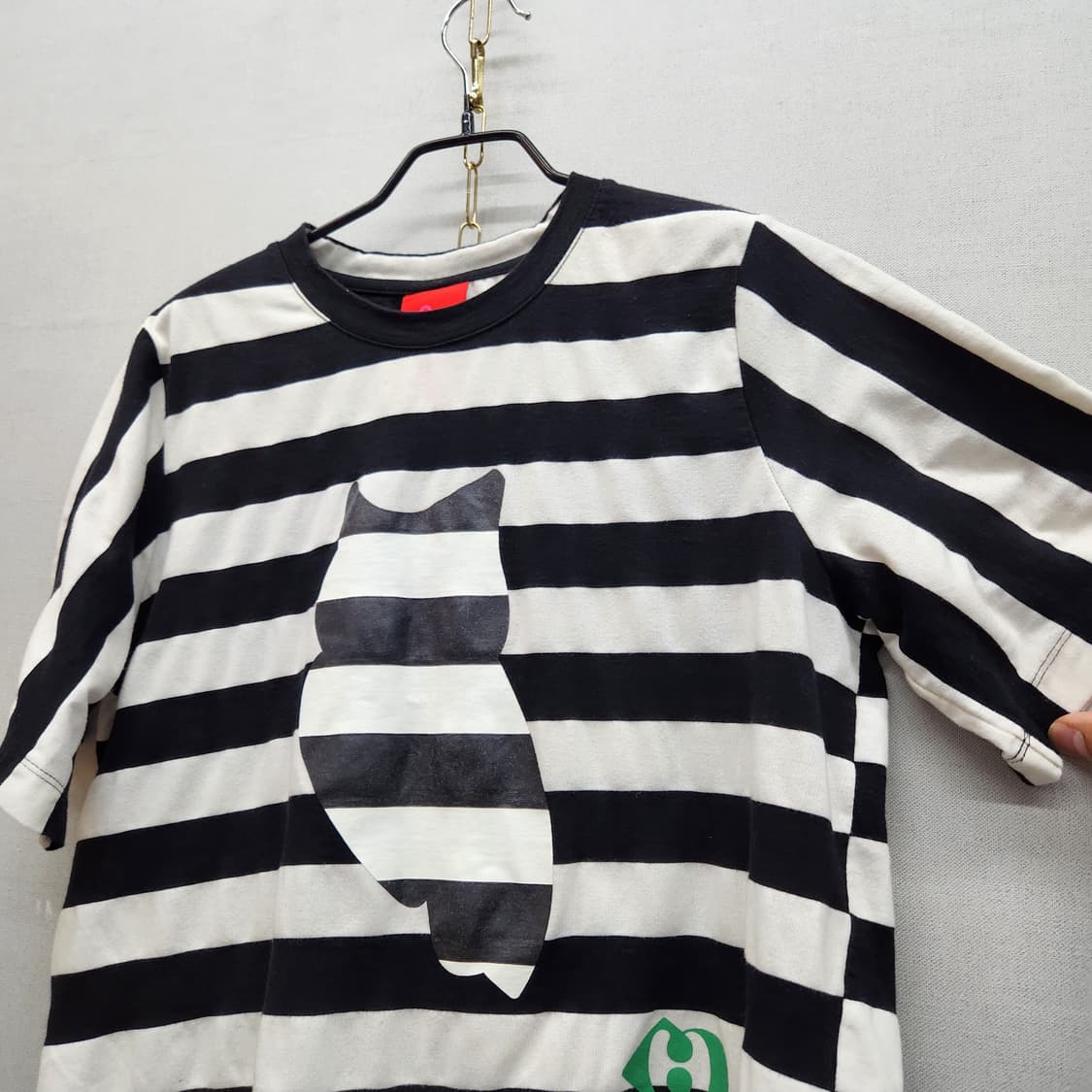 럭키슈에뜨 부엉이 로고 스트라이프 크롭반팔 F(M) 상품이미지3