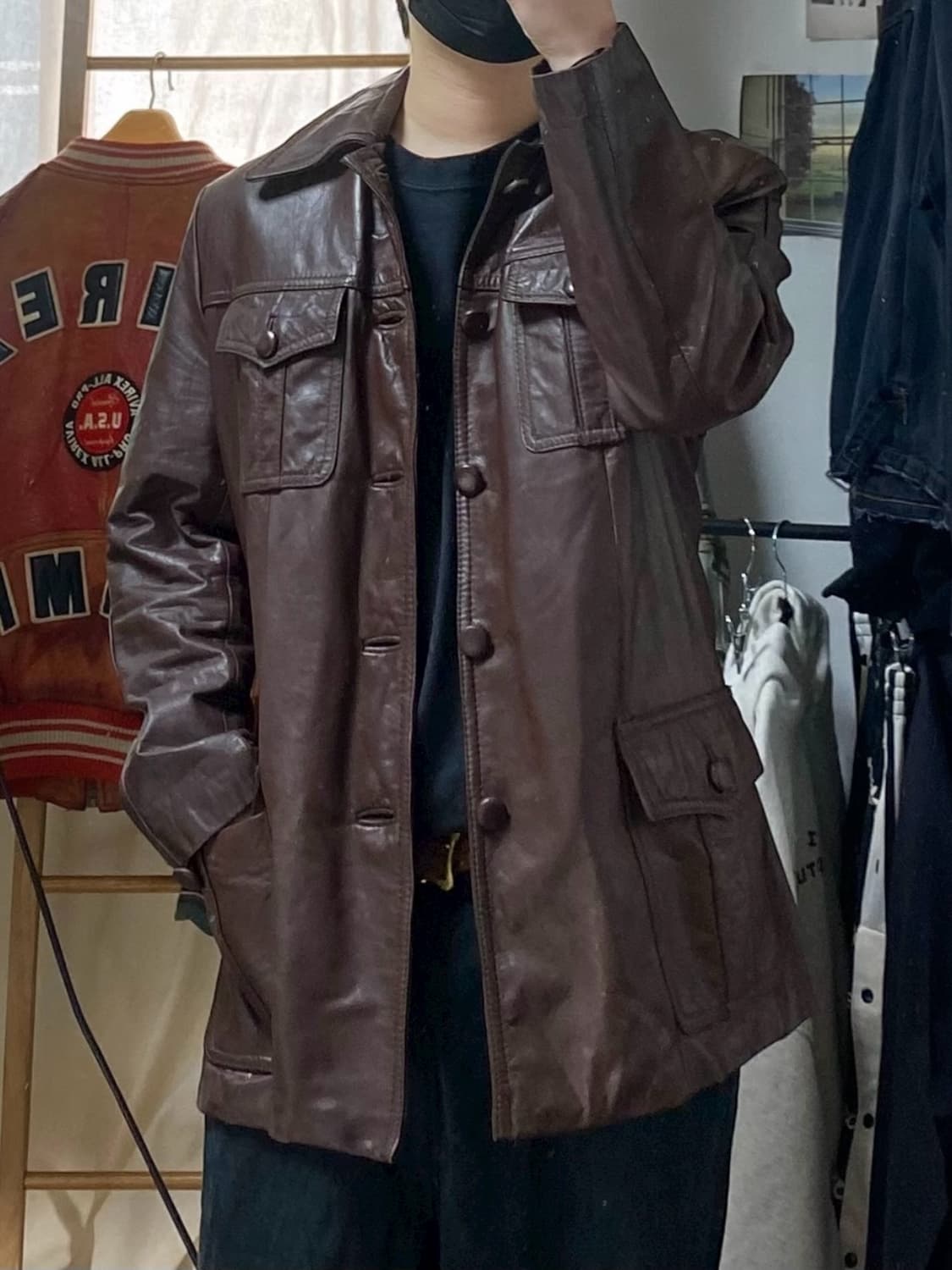 [42] OLD Vintage 올드 빈티지 브라운 레더 필드자켓 상품이미지6