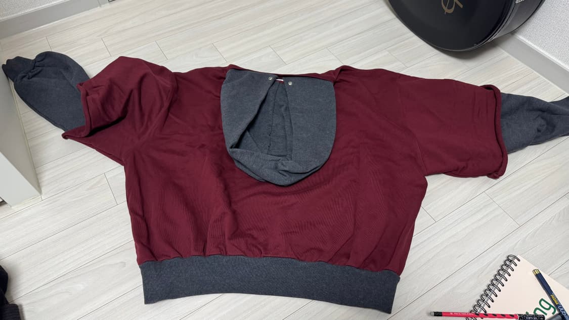 [L] 고샤루브친스키 리플렉티드 로고 콤보 레이어드 후드 버건디 상품이미지4