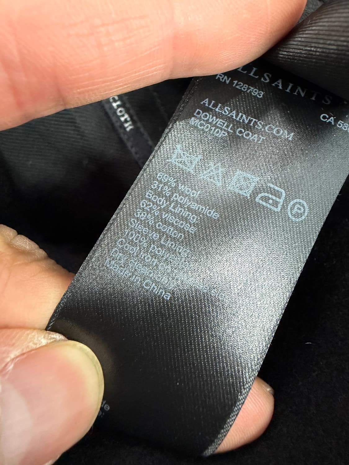 정품) 올세인츠 남성 블랙 더블 버튼 코트 XL 상품이미지8