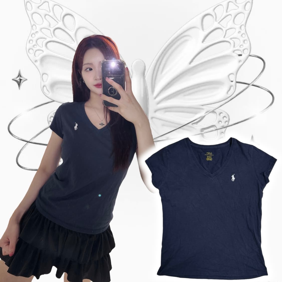 폴로 네이비 브이넥 반팔 상품이미지1
