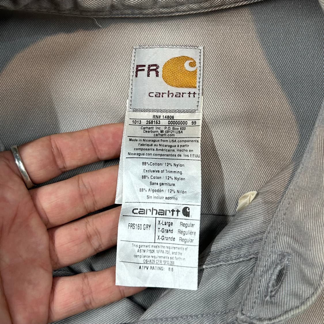 XL) 칼하트 OG 투포켓 워크웨어 FR 방염 코튼 셔츠 정품 상품이미지9