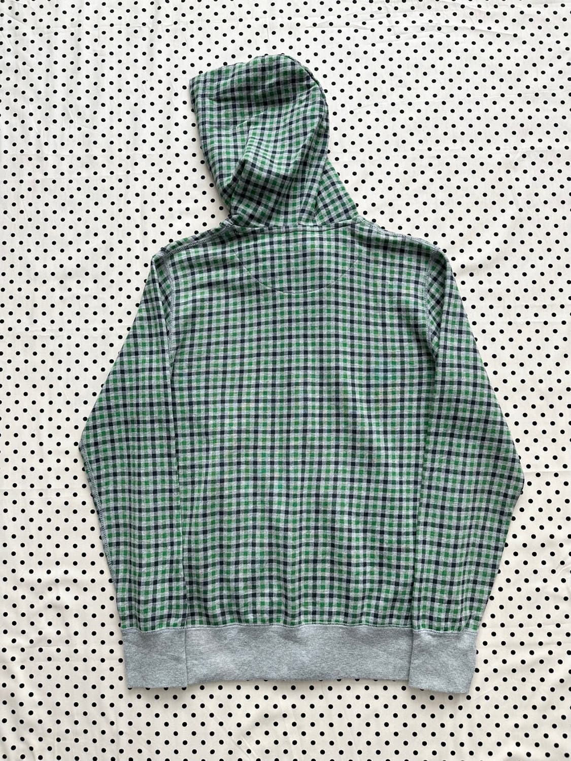 유니클로 체크 투웨이 후드집업 그린 상품이미지4