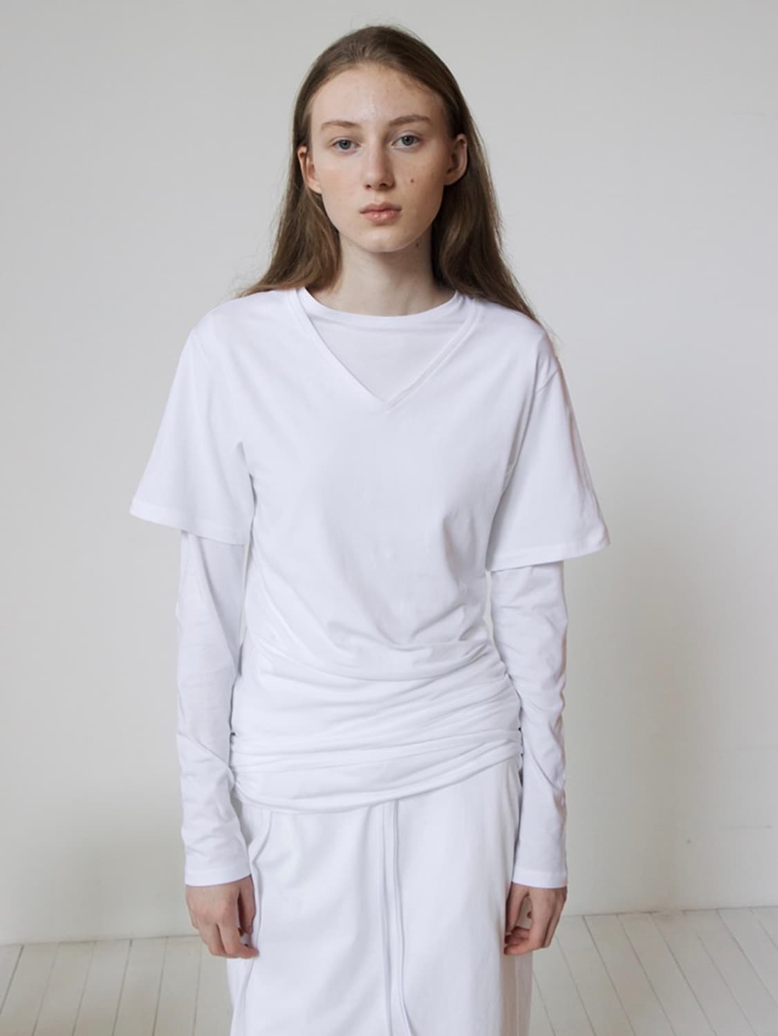리포스 Slim-Fit Half Sleeve T-Shirt (White) 상품이미지1