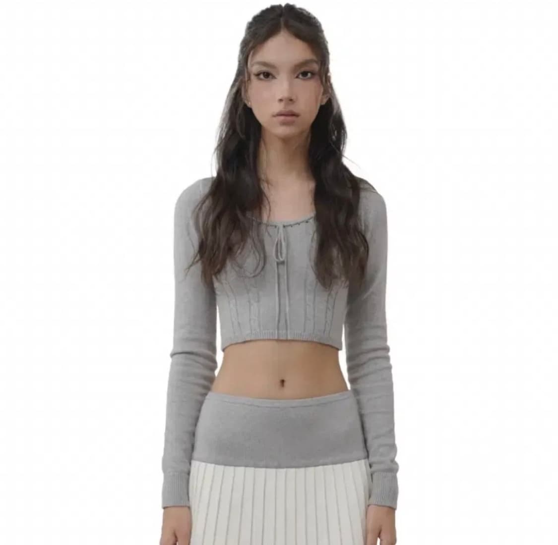 클리시어 회색 크롭니트 상품이미지3