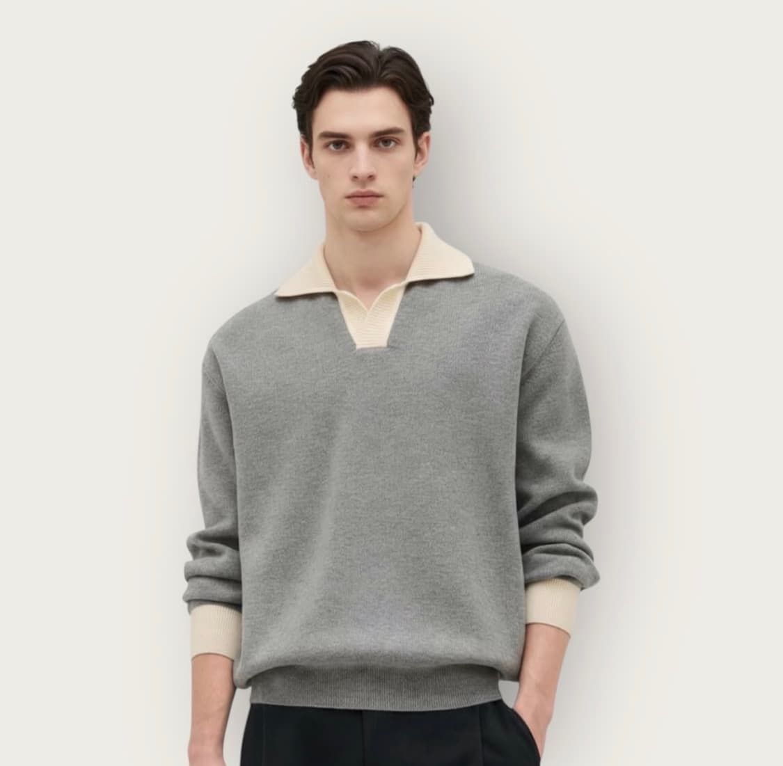 시스템 옴므 오픈 카라 니트 상품이미지1