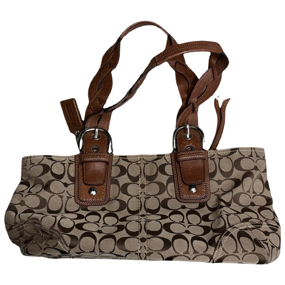 COACH 시그니처 브라운 레더 캔버스 숄더백 상품이미지8