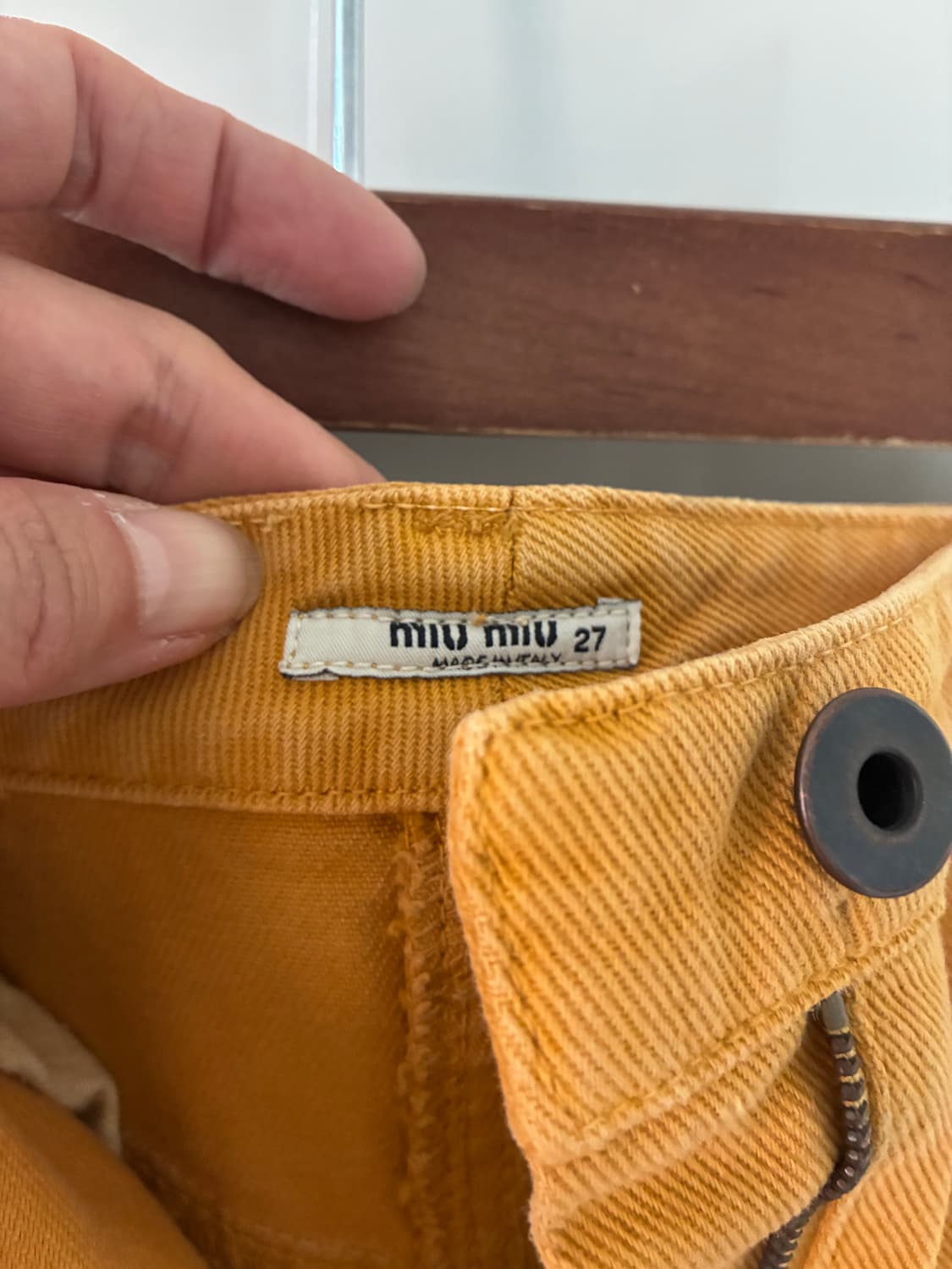 Miu Miu 머스타드 옐로우 데님 미니스커트 (사이즈 27) 상품이미지4