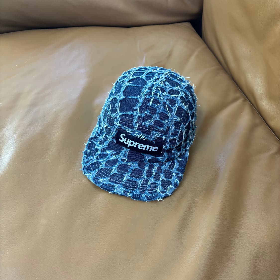 슈프림 캠프캡 모자 박스로고 프레이드 크록 데님 상품이미지1