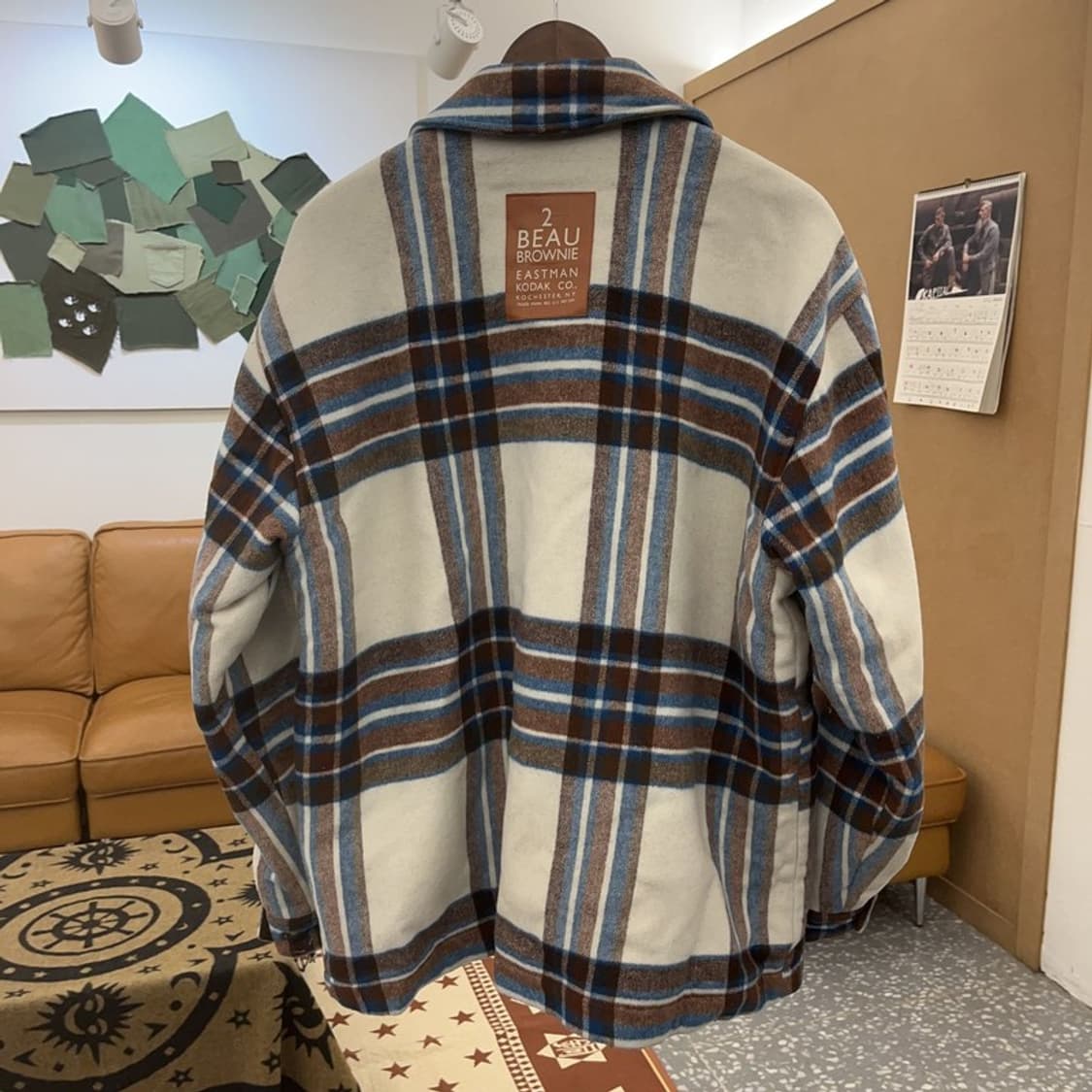 코닥 빈티지 컨트리 체크 울 모직 자켓 L C08560 상품이미지4