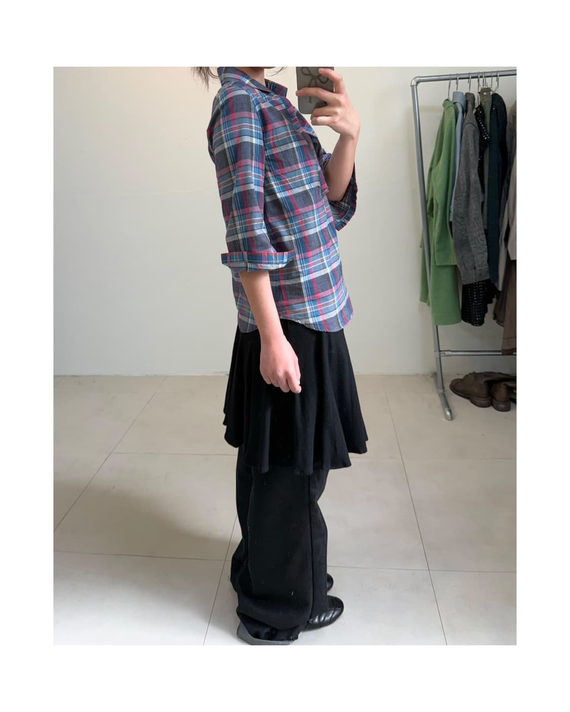 빈티지 체크 블라우스 상품이미지2