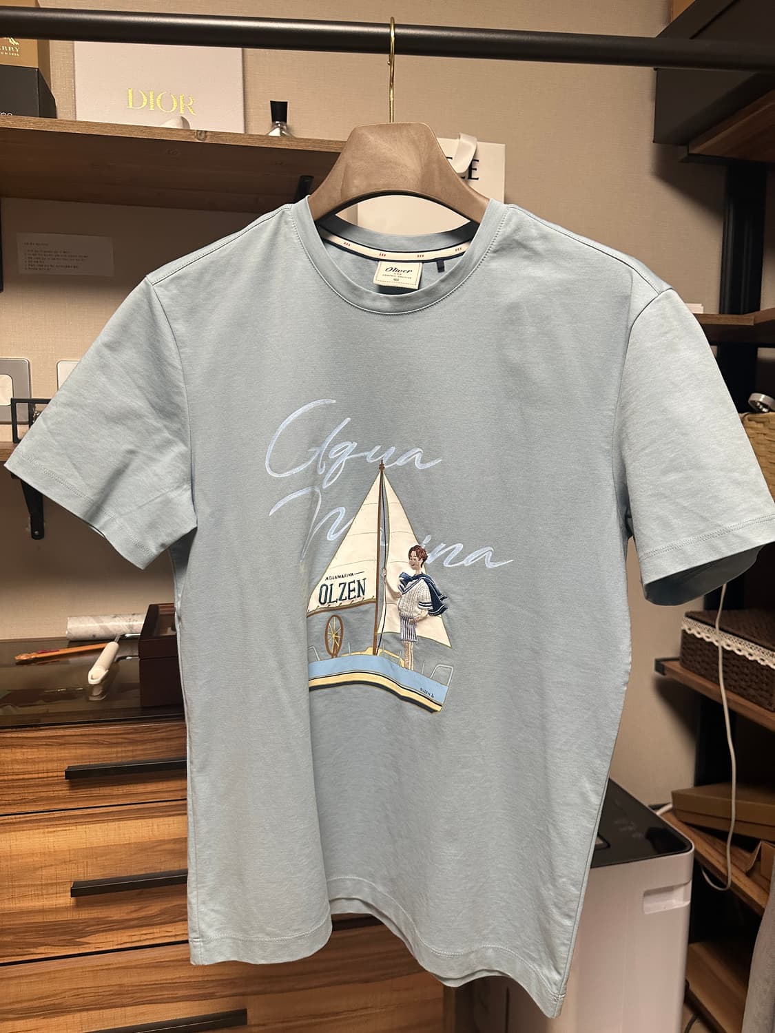 올젠 남성 올리버 요트 자수 프린트 반팔티셔츠(100)   상품이미지5