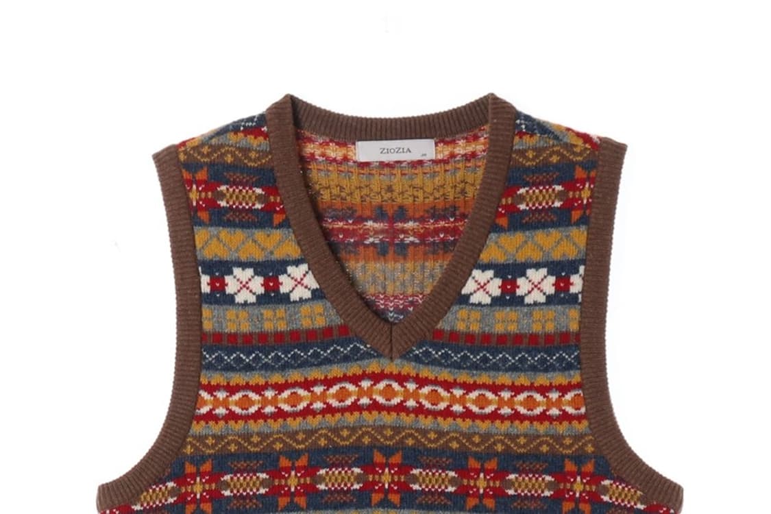 지오지아 페어아일 울 블렌드 니트 베스트 M 상품이미지3