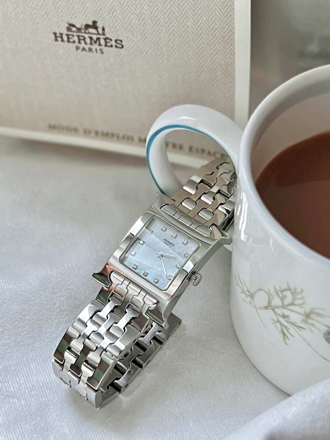 에르메스 12p 다이아 화이트 쉘 H아워 시계 /정품감정.케어  상품이미지5