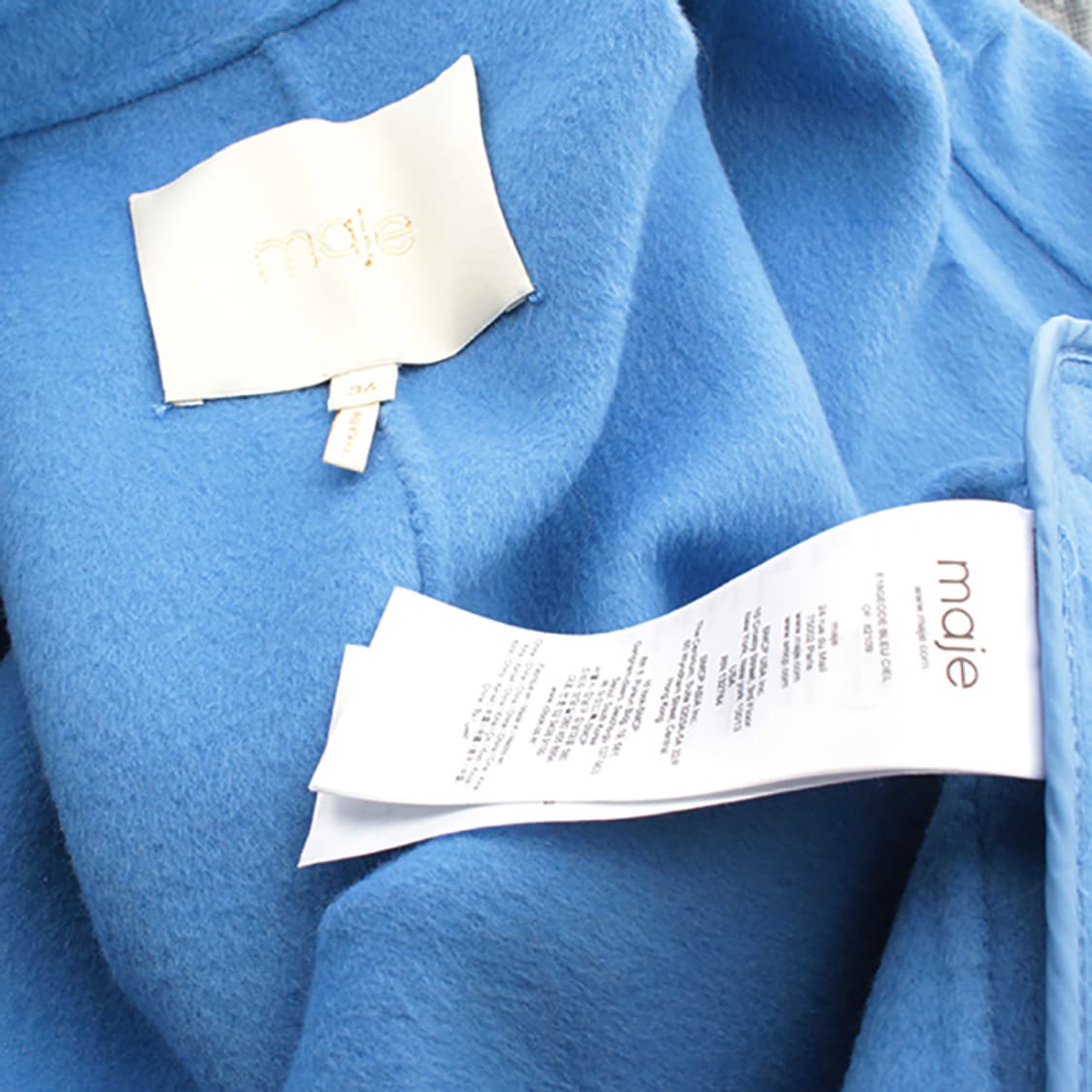 마쥬 블루 울 혼방 벨티드 롱코트 44 상품이미지3