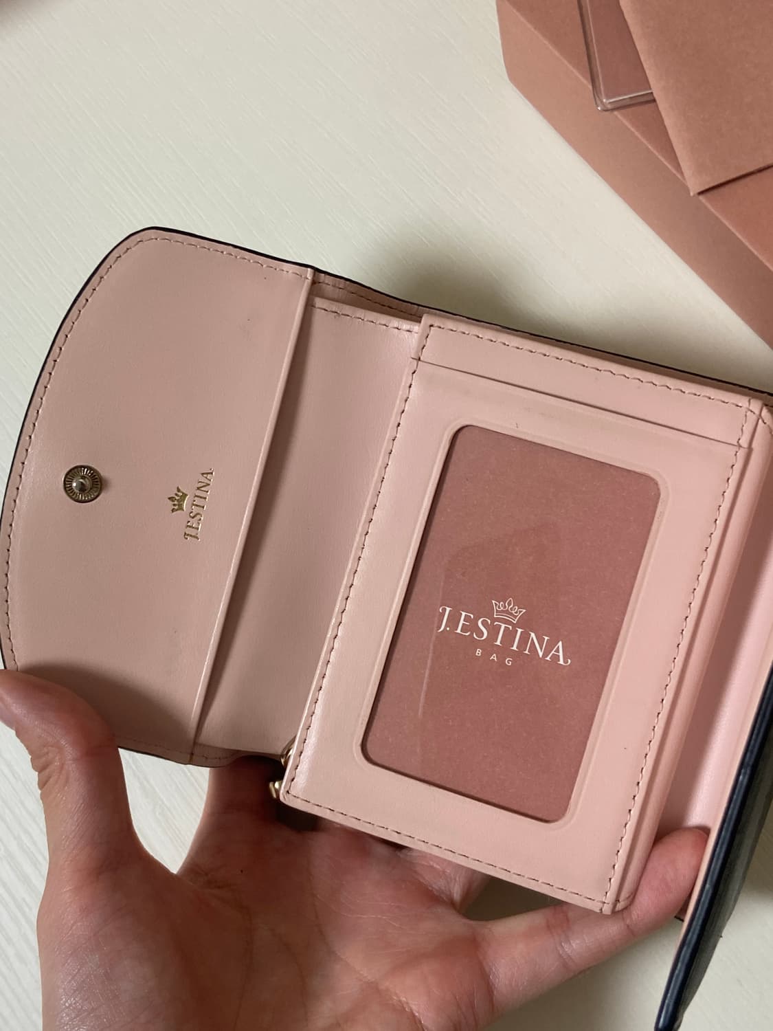 제이에스티나 3단 반지갑 블랙 핑크 상품이미지6