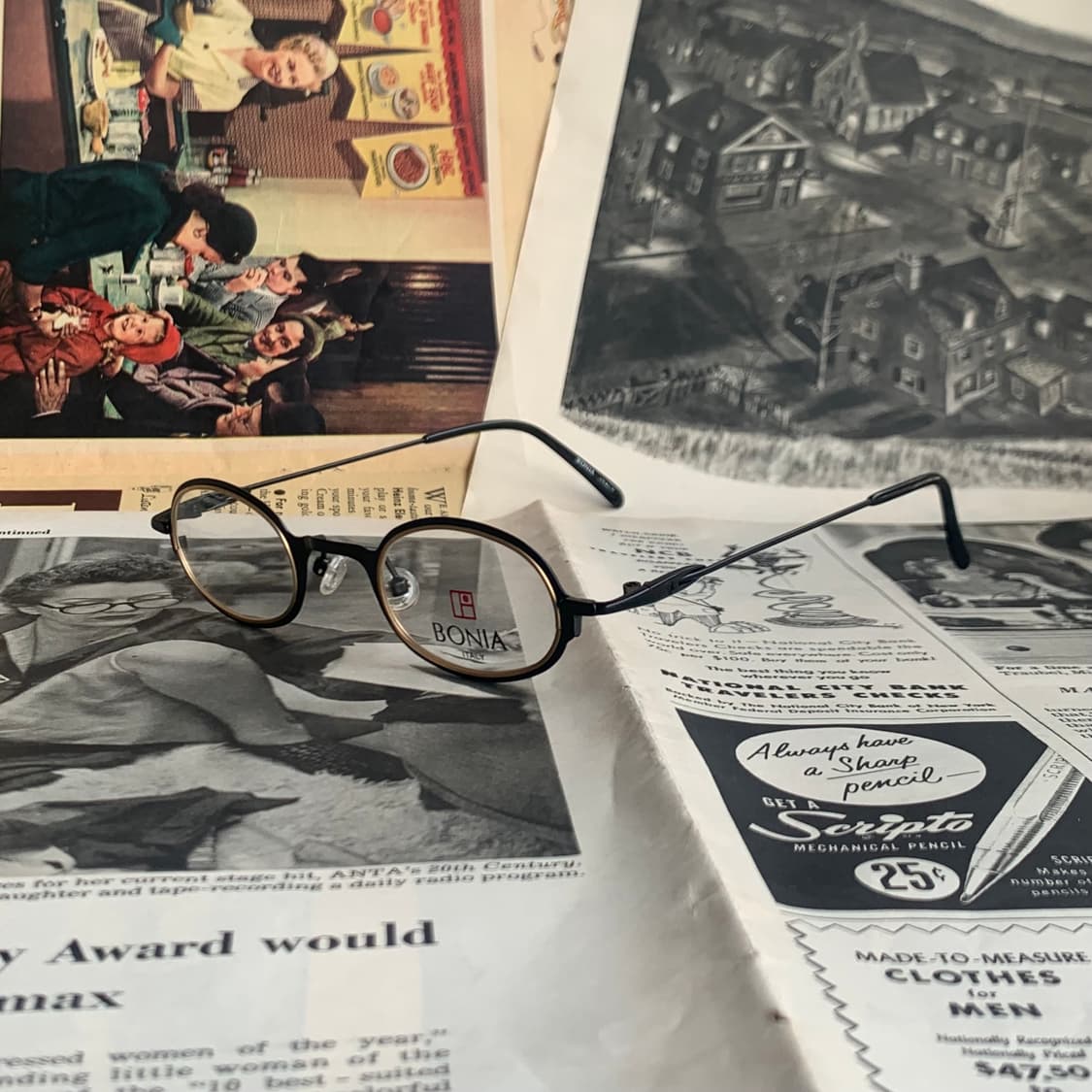 [픽키-711] BONIA 빈티지 블랙 메탈 오벌 안경테 상품이미지5