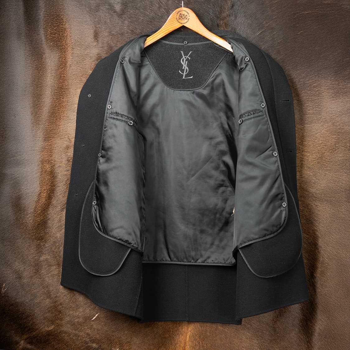 [오버95] 90s  YSL 입생로랑 뿌르옴므 울 캐시미어 하프코트  상품이미지3