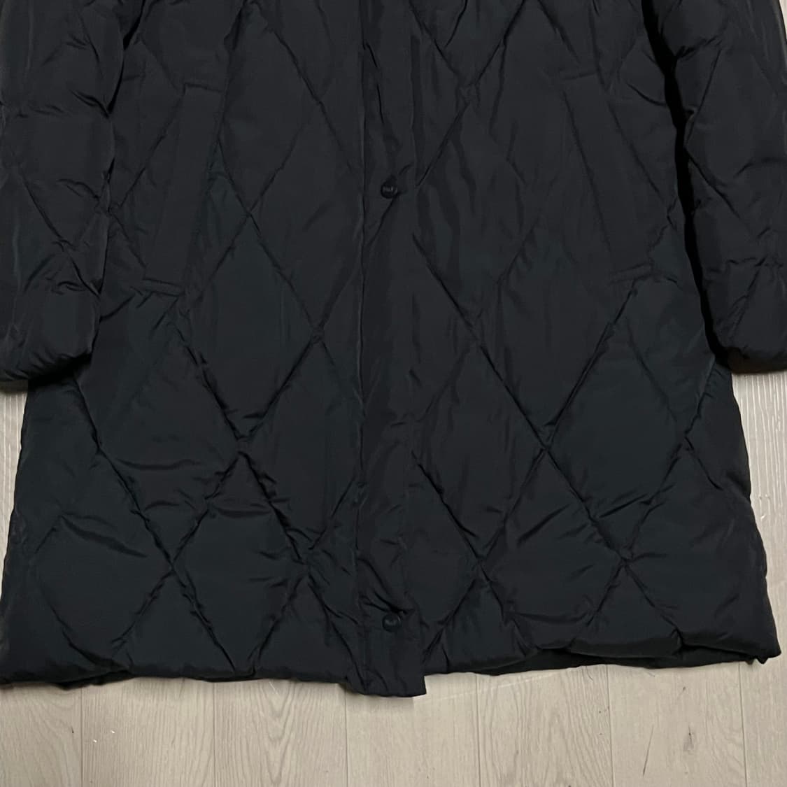 NnF 스웨터 넥트리밍 퀼팅 롱패딩 점퍼 [블랙] 100-165(88) 상품이미지3