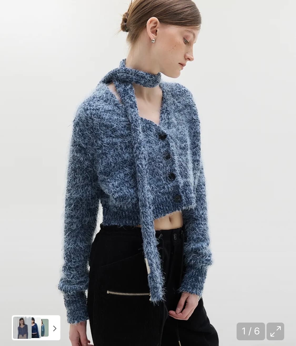 라티젠 팝콘 가디건 머플러 블루 상품이미지1