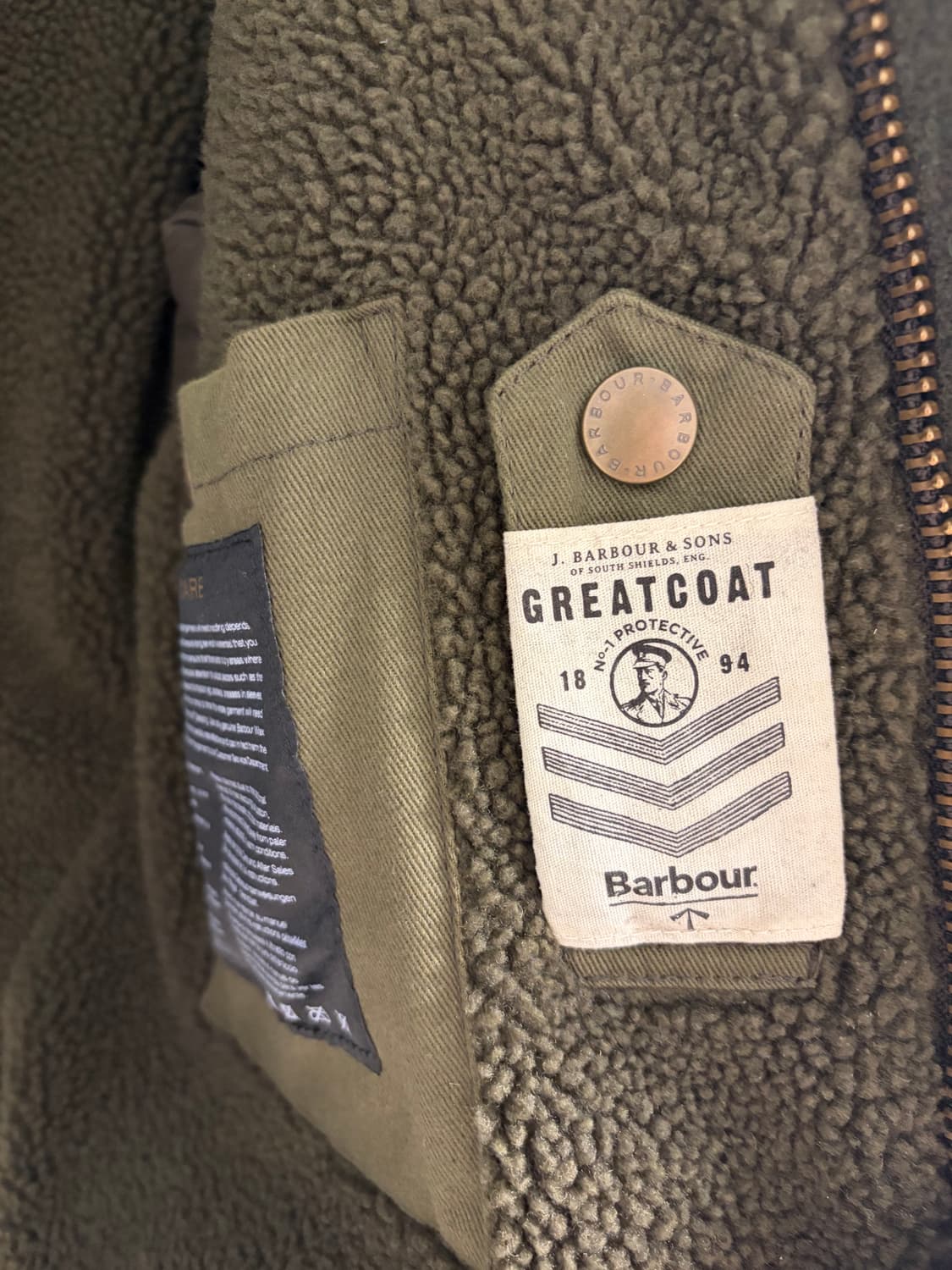 바버 그레이트코트 컬렉션 양털 catterick 자켓 무톤자켓 m 상품이미지3