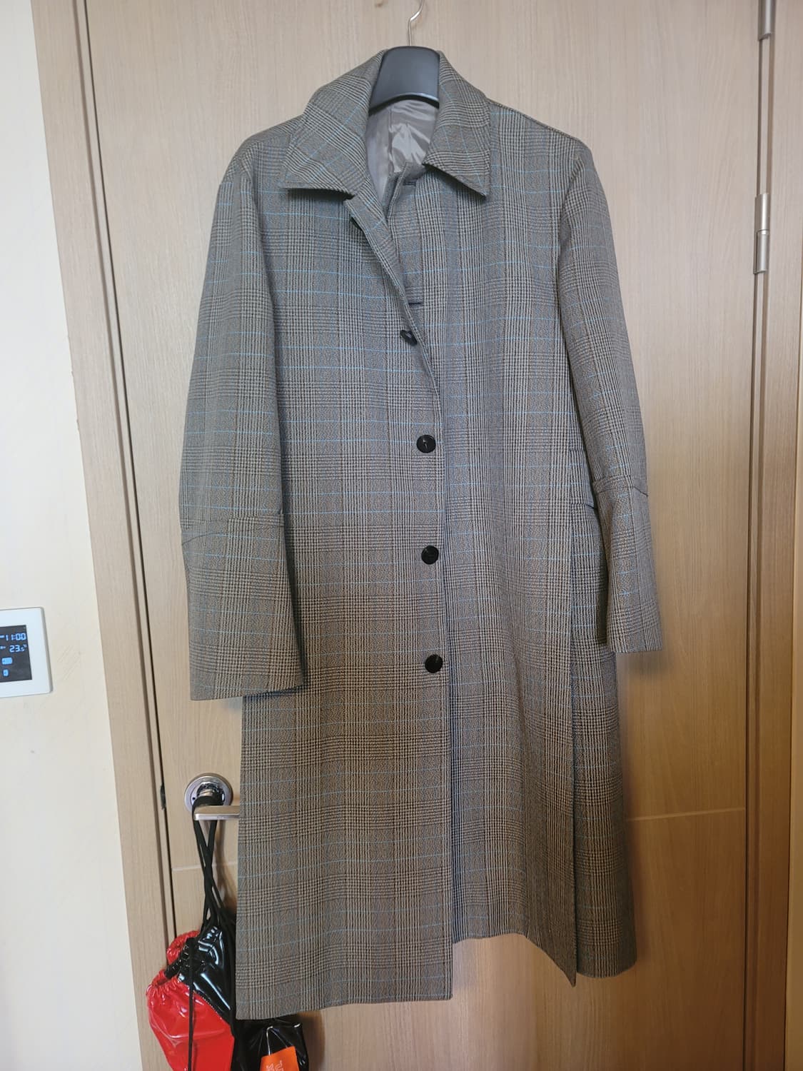 우영미 턴업 체크 맥코트 48. 상품이미지1