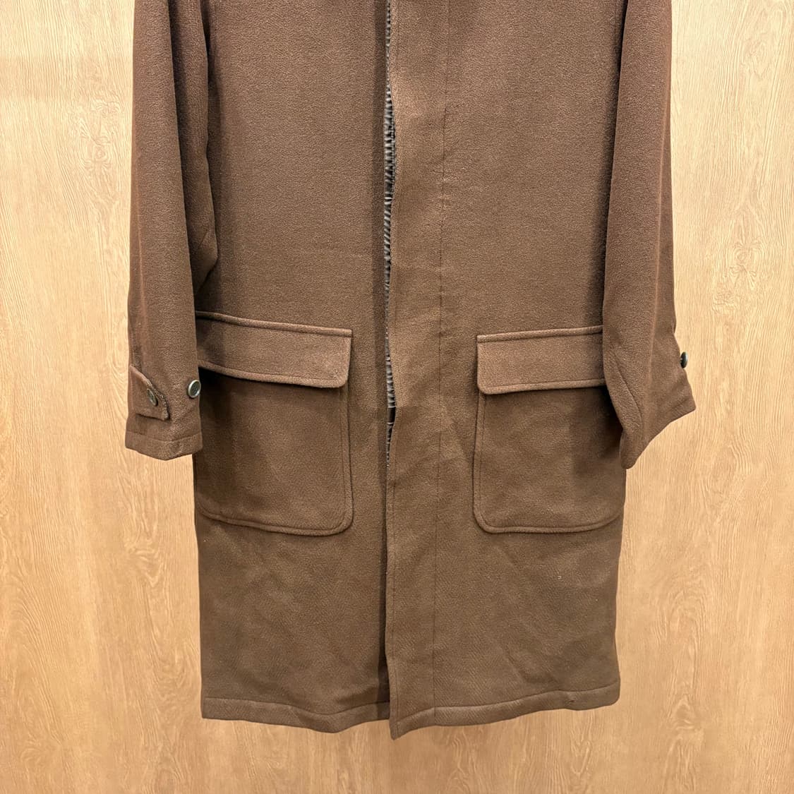 폴스미스 울 믹스 후드 롱 코트 지퍼 스냅 버튼 플랩 포켓 디테일 브라운 상품이미지5
