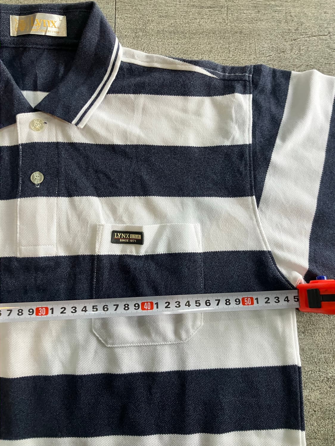 일본빈티지 Lynx 올드스쿨아메카지 스트라이프 반팔카라티셔츠 상품이미지2