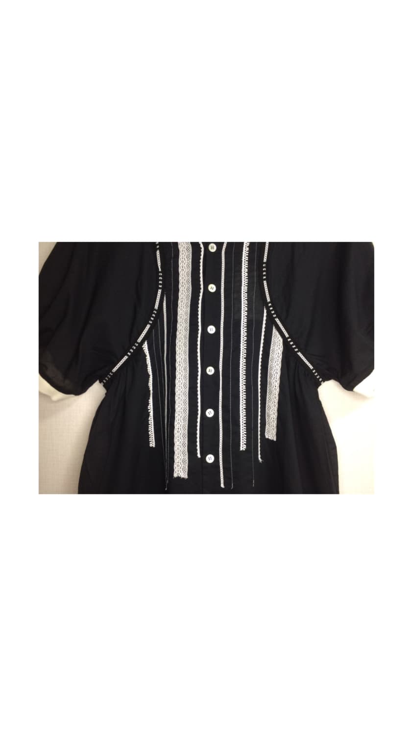 스나오쿠와하라 블랙 퍼프 레이스 원피스 상품이미지3