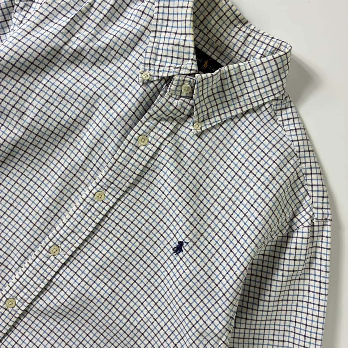 Polo  폴로 랄프로렌 자수 코튼 화이트 체크 셔츠  상품이미지3