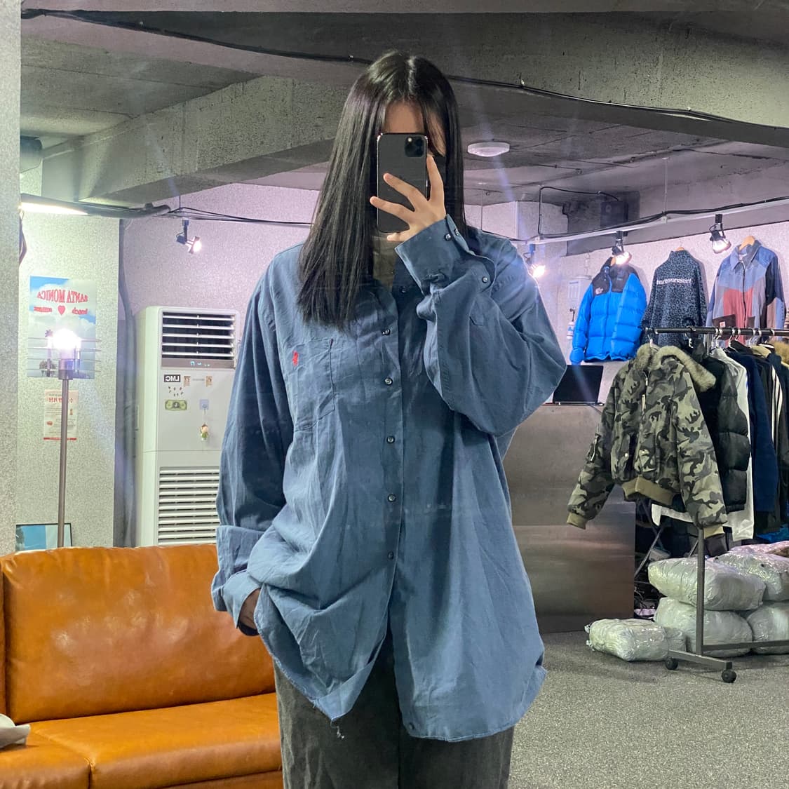 폴로 랄프로렌 레드자수포니 블루 솔리드 셔츠 B3766 상품이미지1