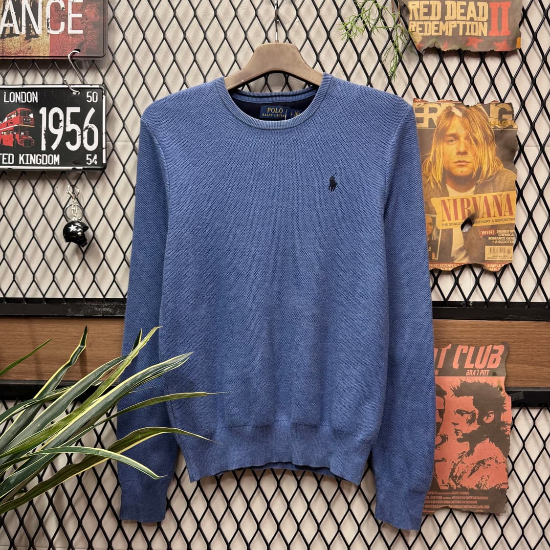폴로 랄프로렌 니트 스웨터 네이비 포니 로고 포인트 블루 상품이미지1