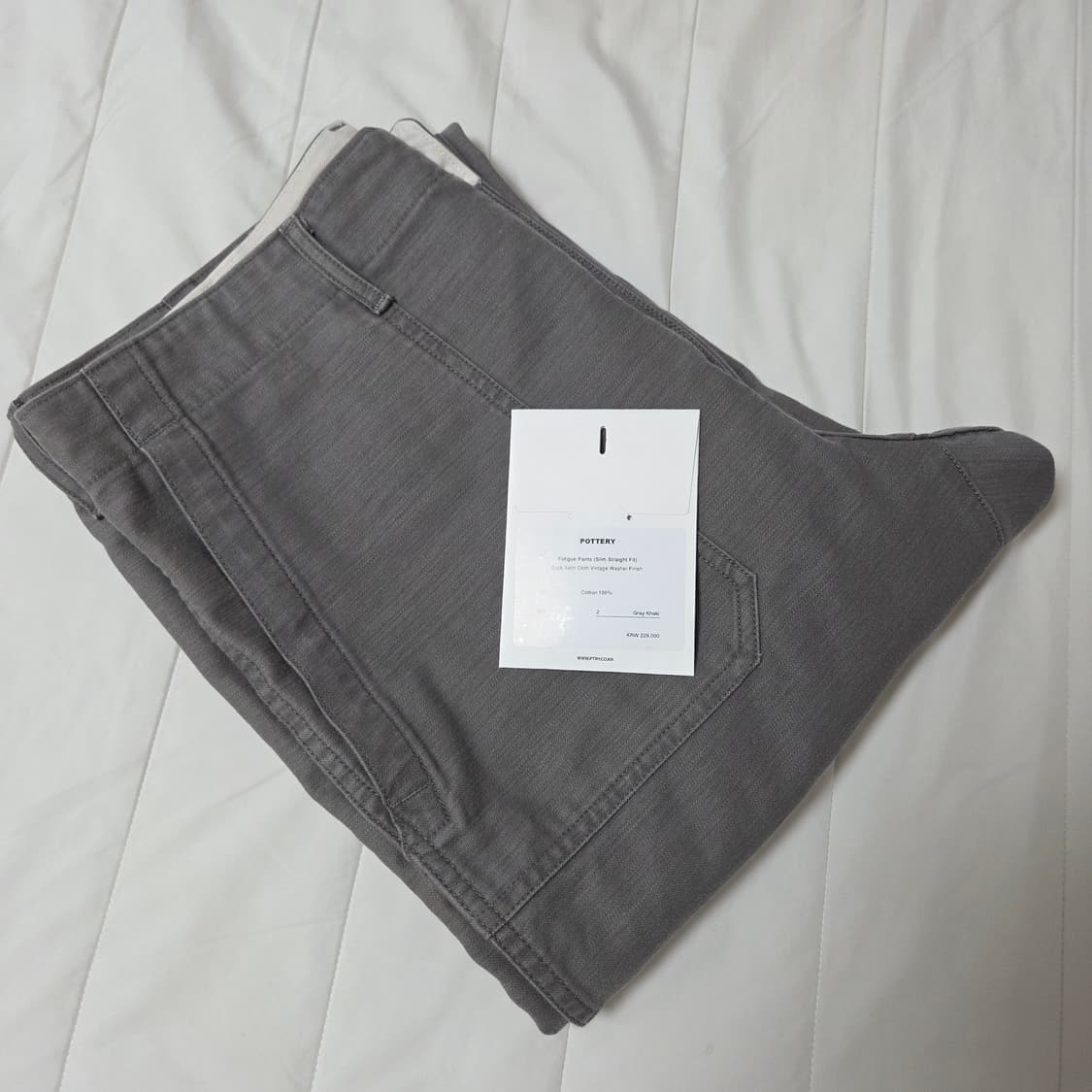포터리 백사틴 슬림 스트레이트 퍼티그 팬츠 2 그레이 카키 / 바지 워크 상품이미지7