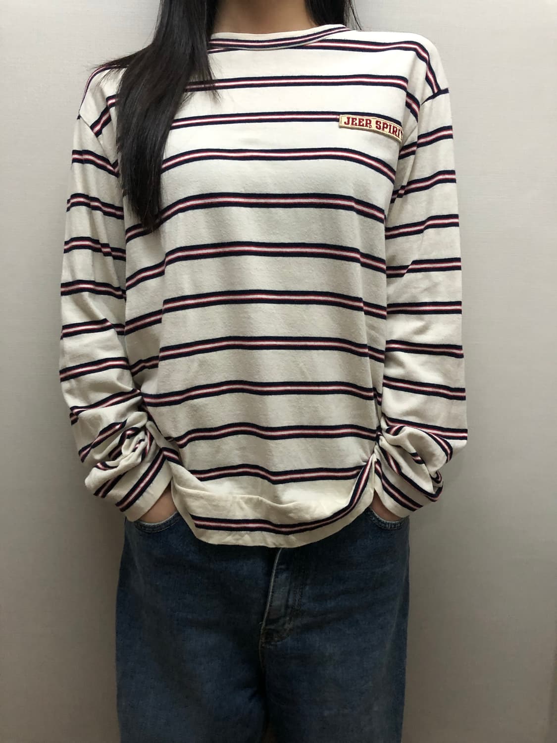 빈티지 지프 아이보리 스트라이프 티셔츠 상품이미지2
