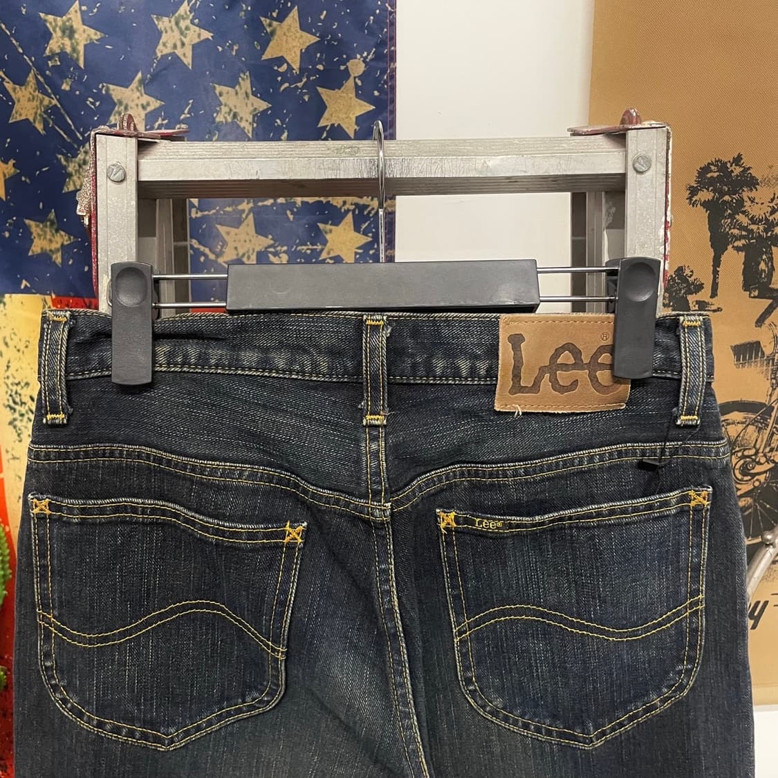90s Lee 리 물결 스티치 스트레이트 워싱 데님 팬츠  상품이미지4