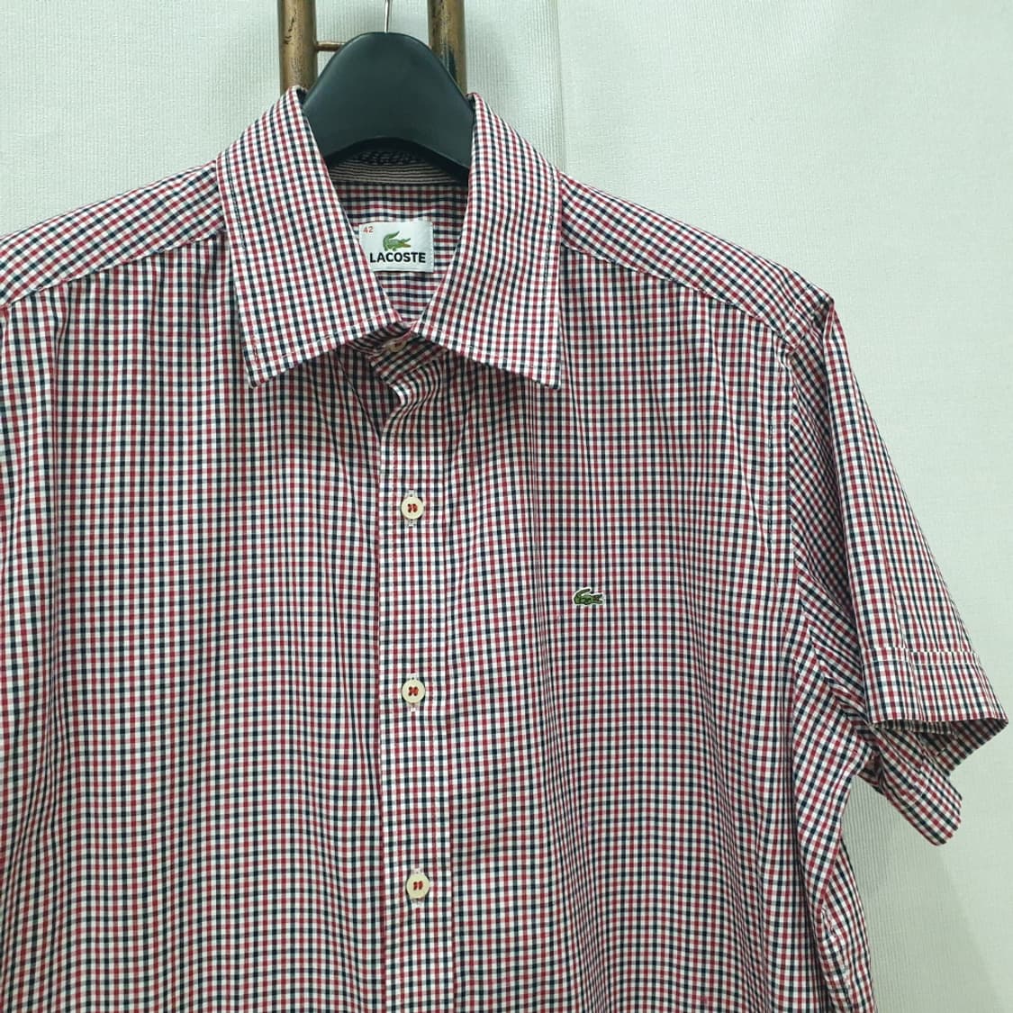 라코스테 깅엄체크 스판 반팔 셔츠 105 상품이미지2