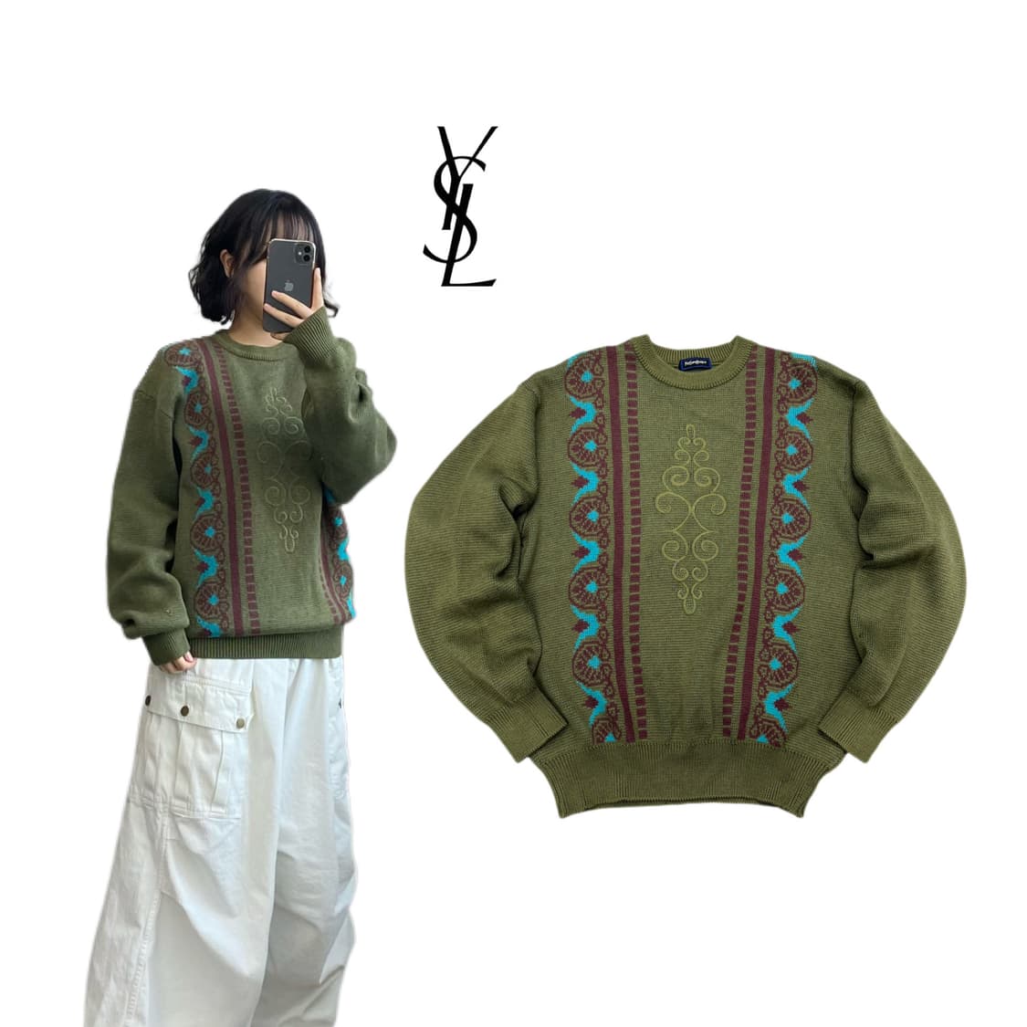 입생로랑 90s 제팬 에스닉 니트  상품이미지1
