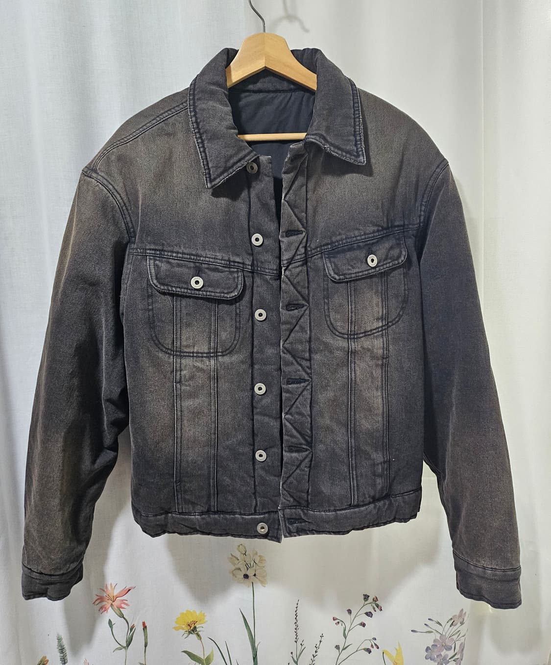 COOR 머드 다잉 패디드 데님 자켓 (워시드블랙) 상품이미지1