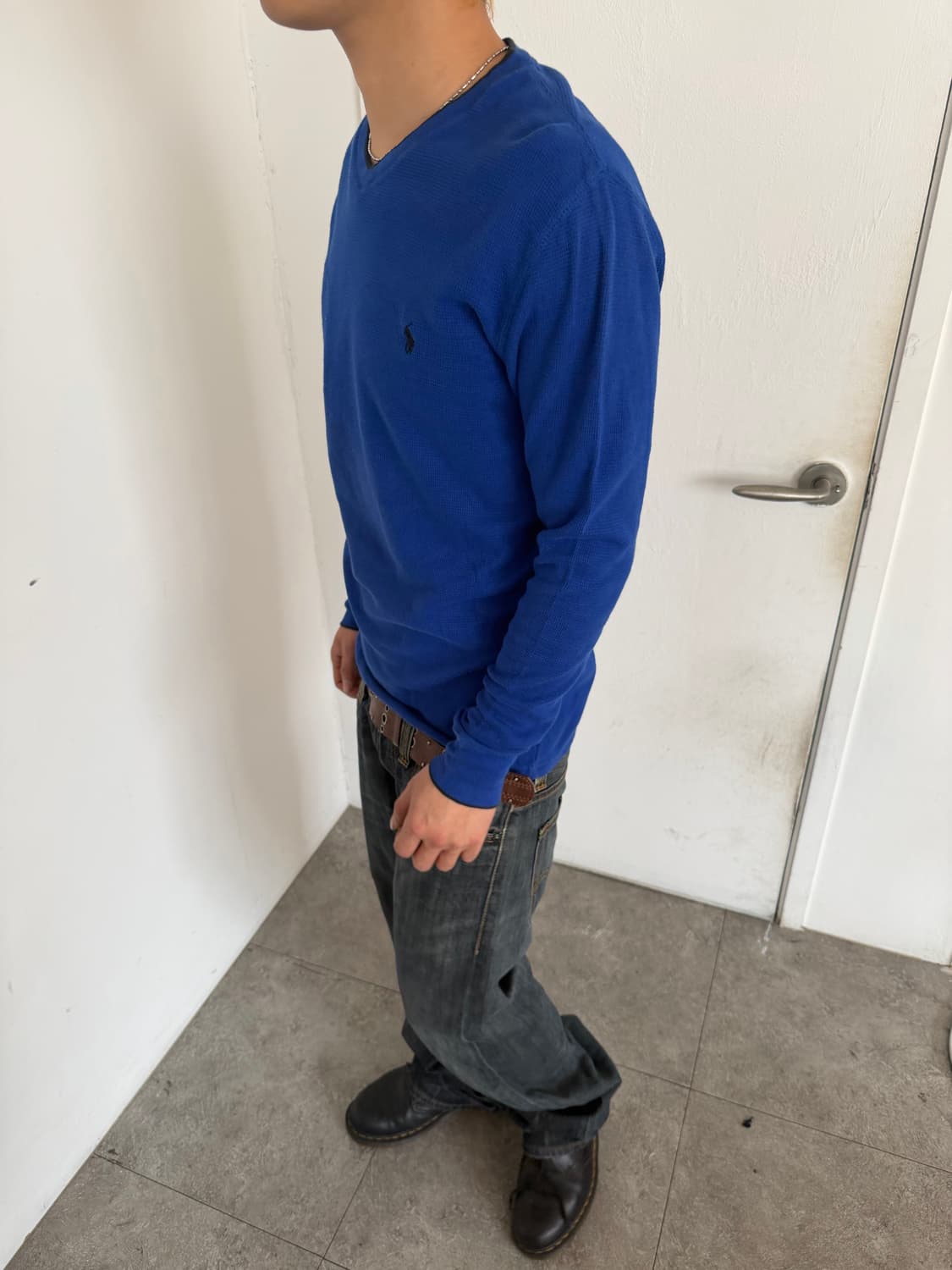 폴로 와플 롱슬리브 블루 상품이미지5