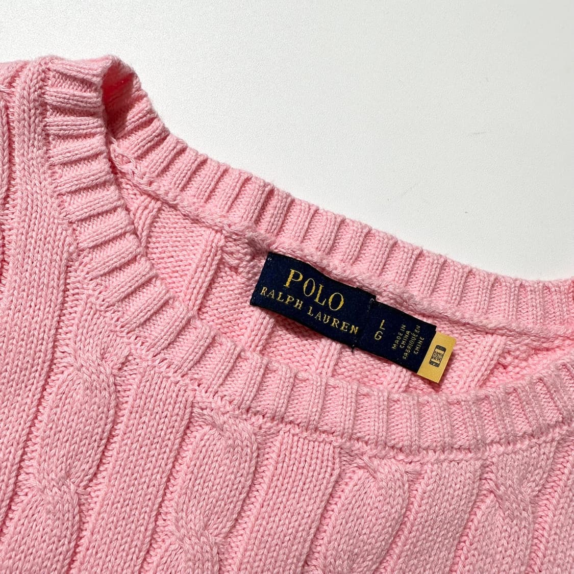 폴로 랄프로렌 케이블 라운드 반팔 니트 딸기우유 핑크 (신형QR) 상품이미지4