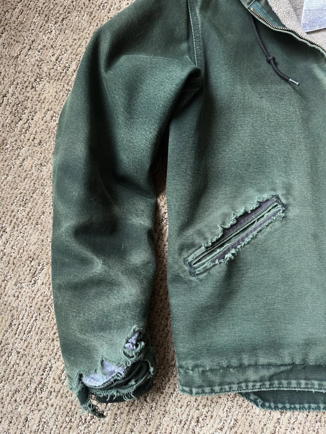 칼하트 J130 플리스 워크 후드집업 자켓 그린 M 상품이미지4