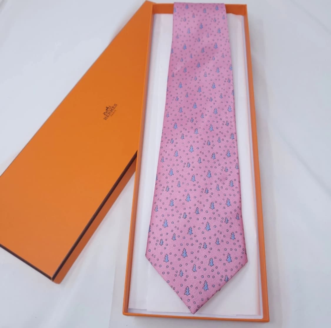 에르메스 핑크 실크 넥타이 (Made in France) 상품이미지3