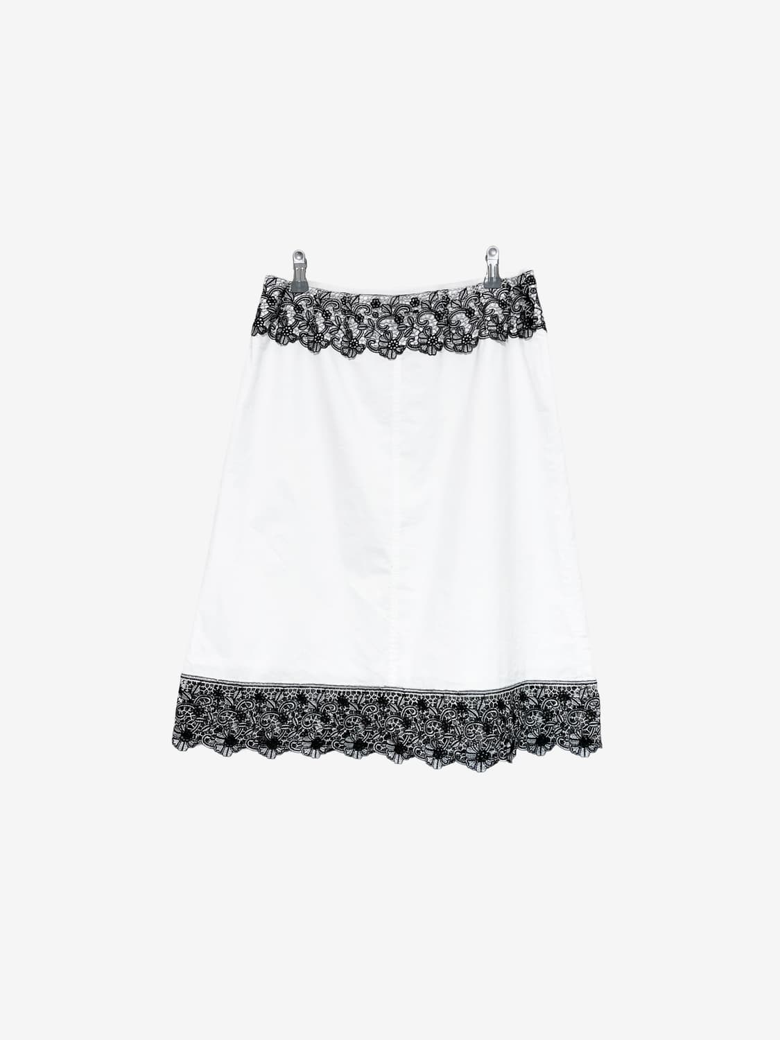 Flower Lace Detail Midi Skirt - White 상품이미지8