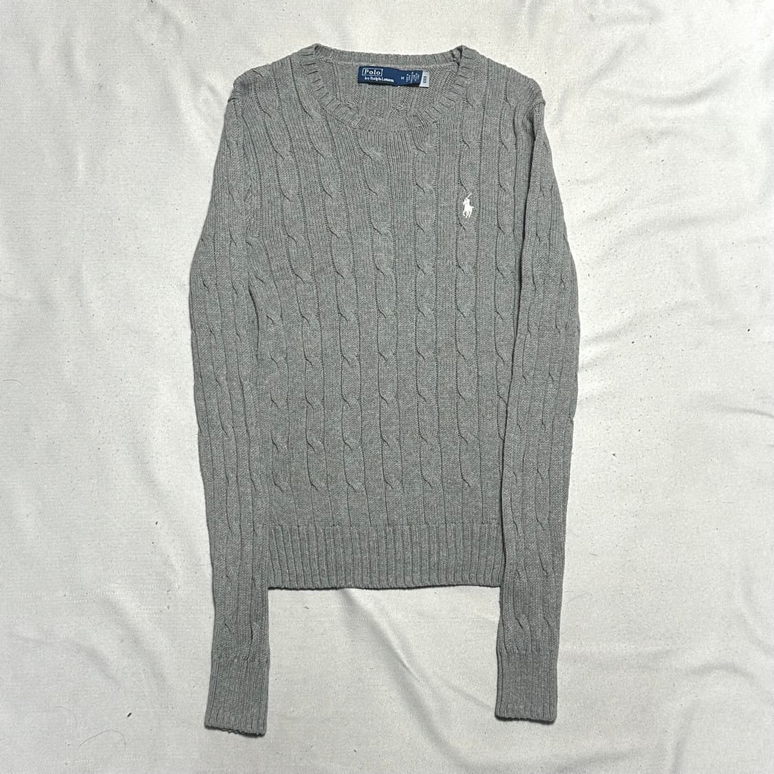 M 폴로랄프로렌 여성용 코튼 케이블 그레이 니트 상품이미지2