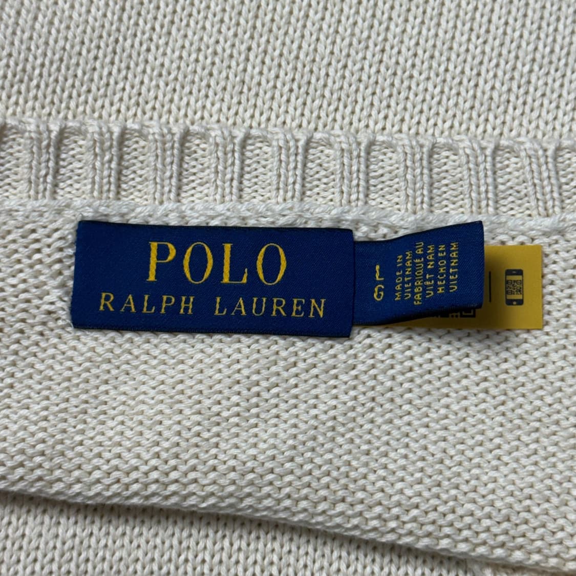 (L) 폴로 랄프로렌 QR라벨 코튼 니트 아이보리 상품이미지4